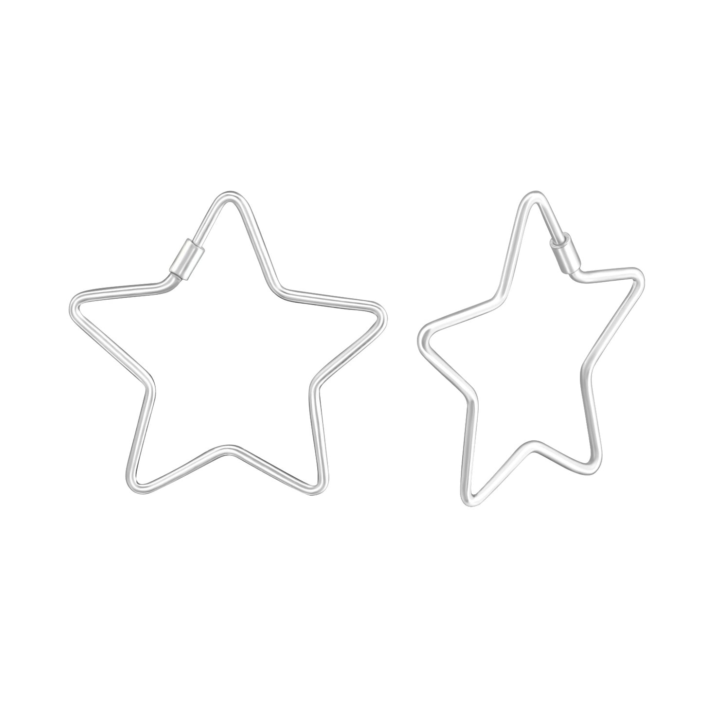 Star Shaped Hoop Earrings - Pair - 925 Sterling Silver