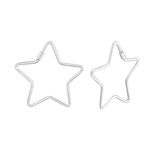 Star Shaped Hoop Earrings - Pair - 925 Sterling Silver