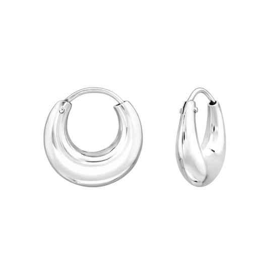 Tapered Hoop Earrings - Pair - 925 Sterling Silver