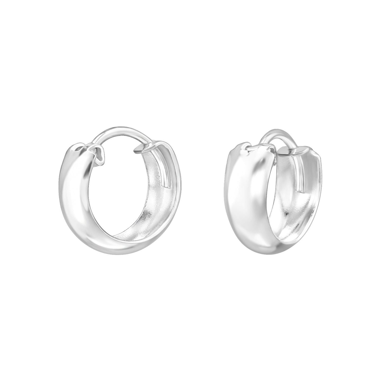 Small Polished Huggie Hoop Earrings - Pair - 925 Sterling Silver