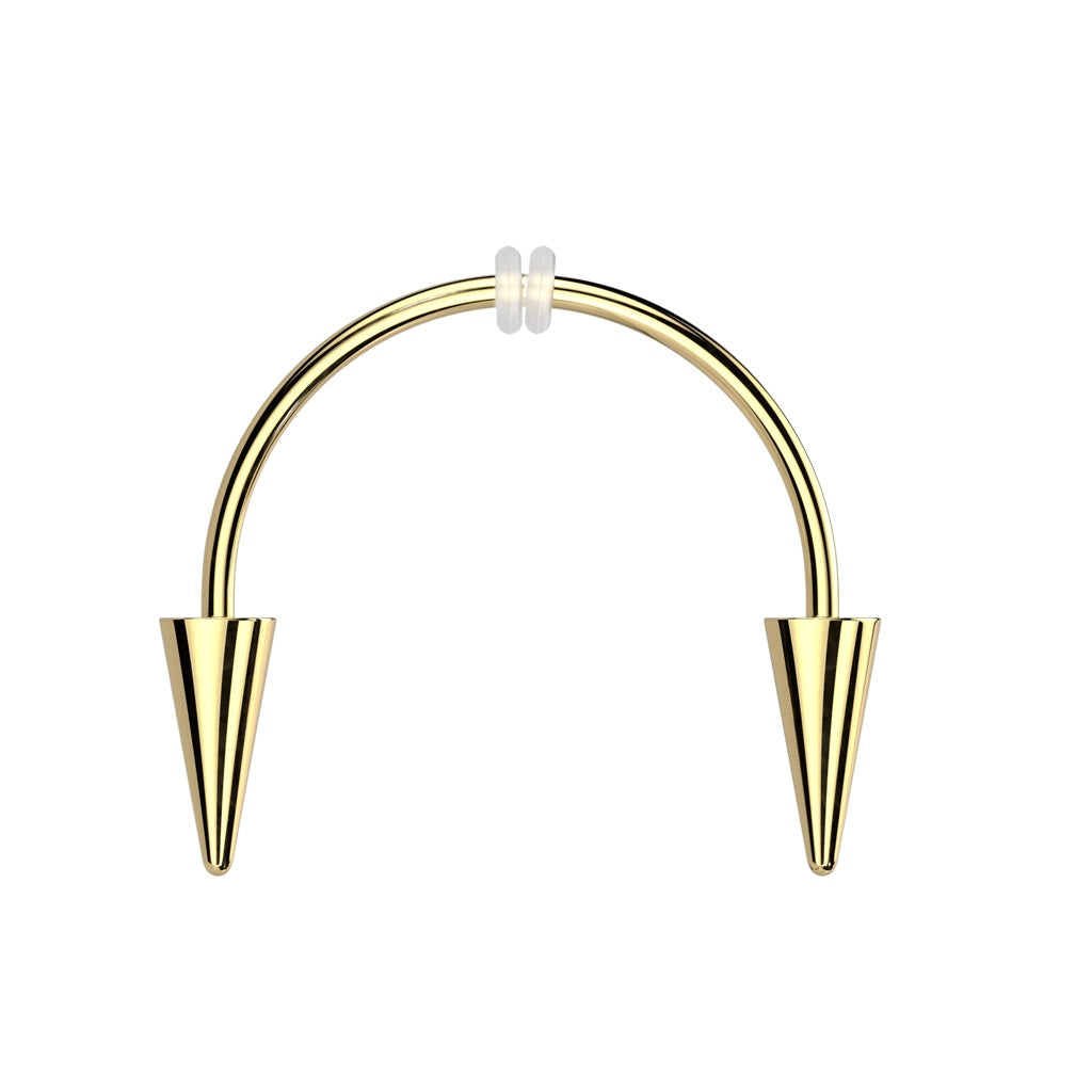 Spike Ends Smiley Piercing Vampire Fangs Horseshoe Barbell - 316L Stainless Steel