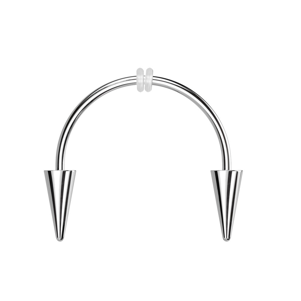 Spike Ends Smiley Piercing Vampire Fangs Horseshoe Barbell - 316L Stainless Steel