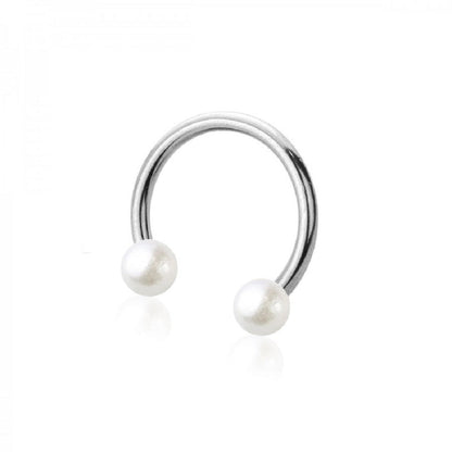 Faux Pearl Ball Ends Horseshoe Circular Barbell - 316L Stainless Steel