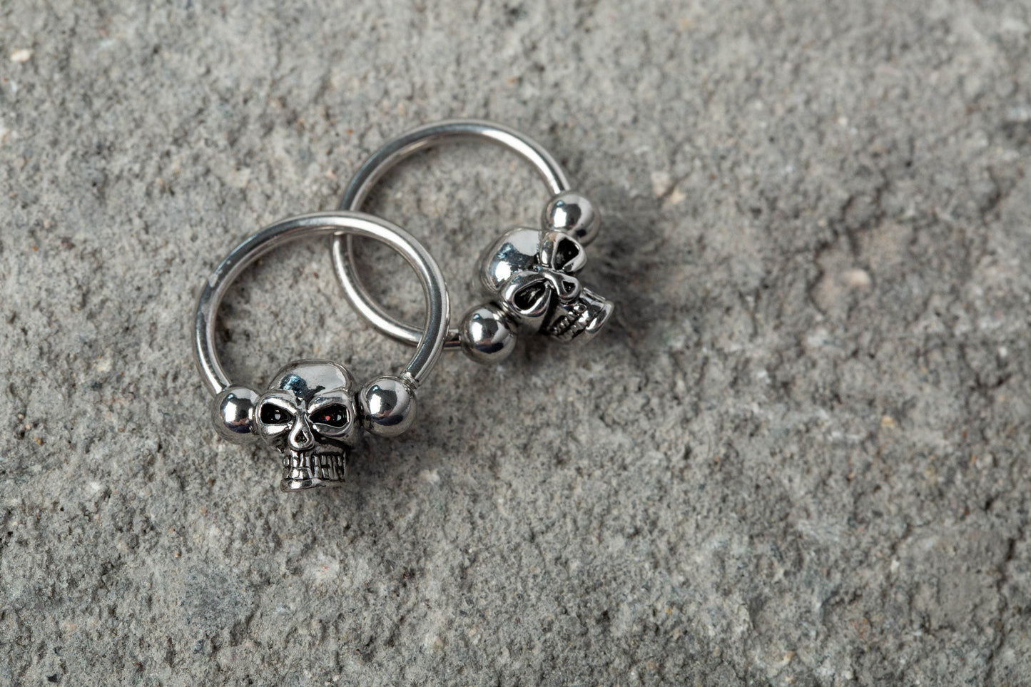 Skull Captive Bead Nipple Rings - 316L Surgical Steel - Pair
