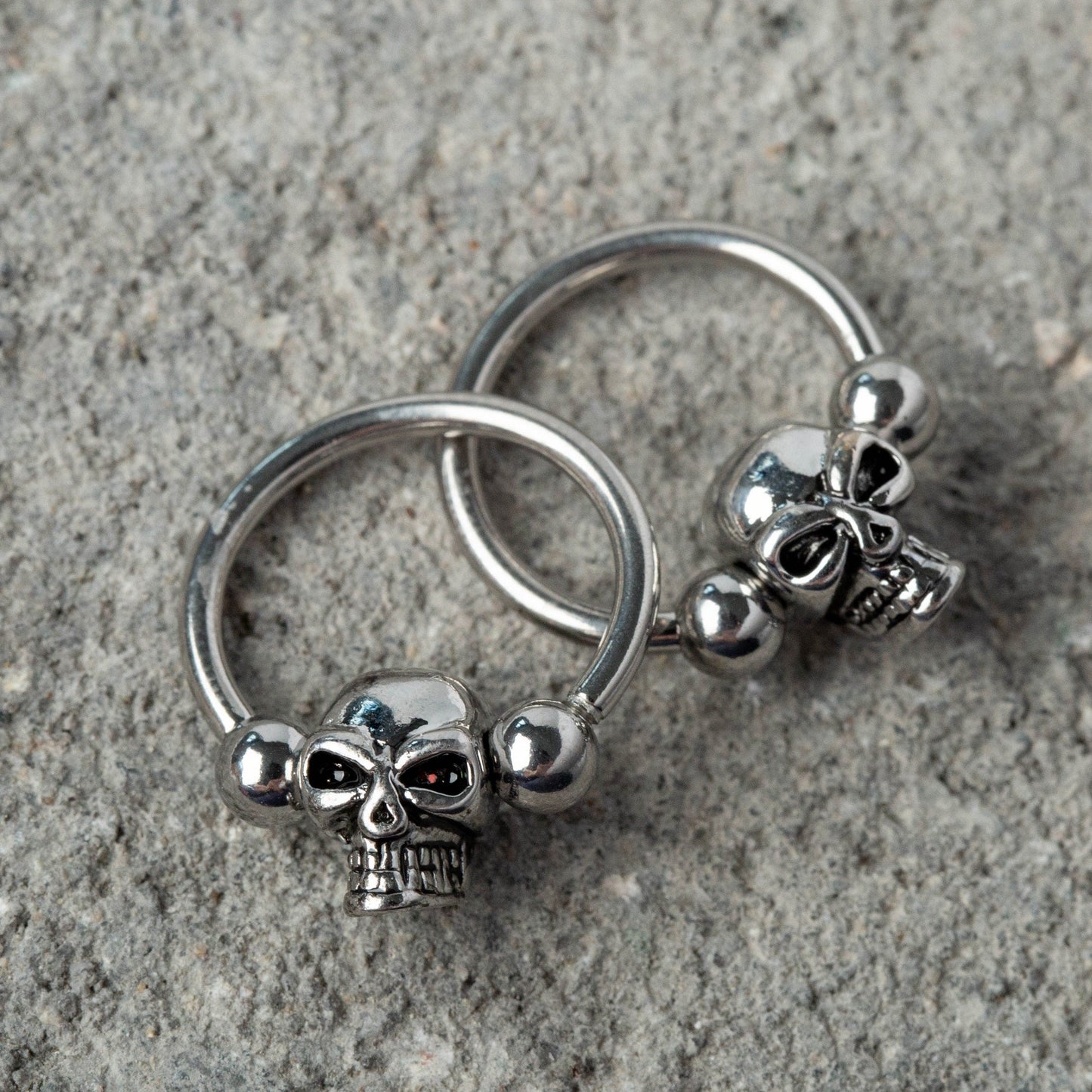 Skull Septum Nose Captive Bead Ring - Stainless Steel
