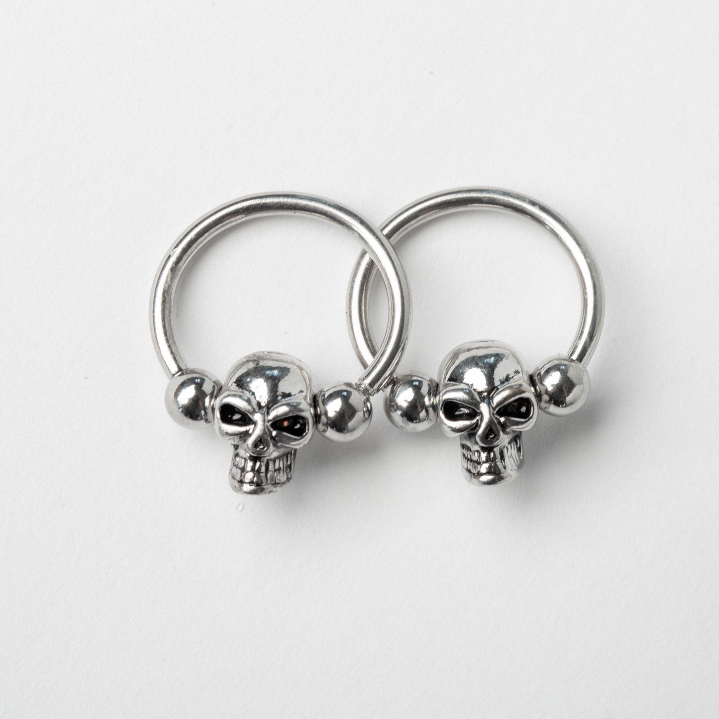 Skull Septum Nose Captive Bead Ring - Stainless Steel