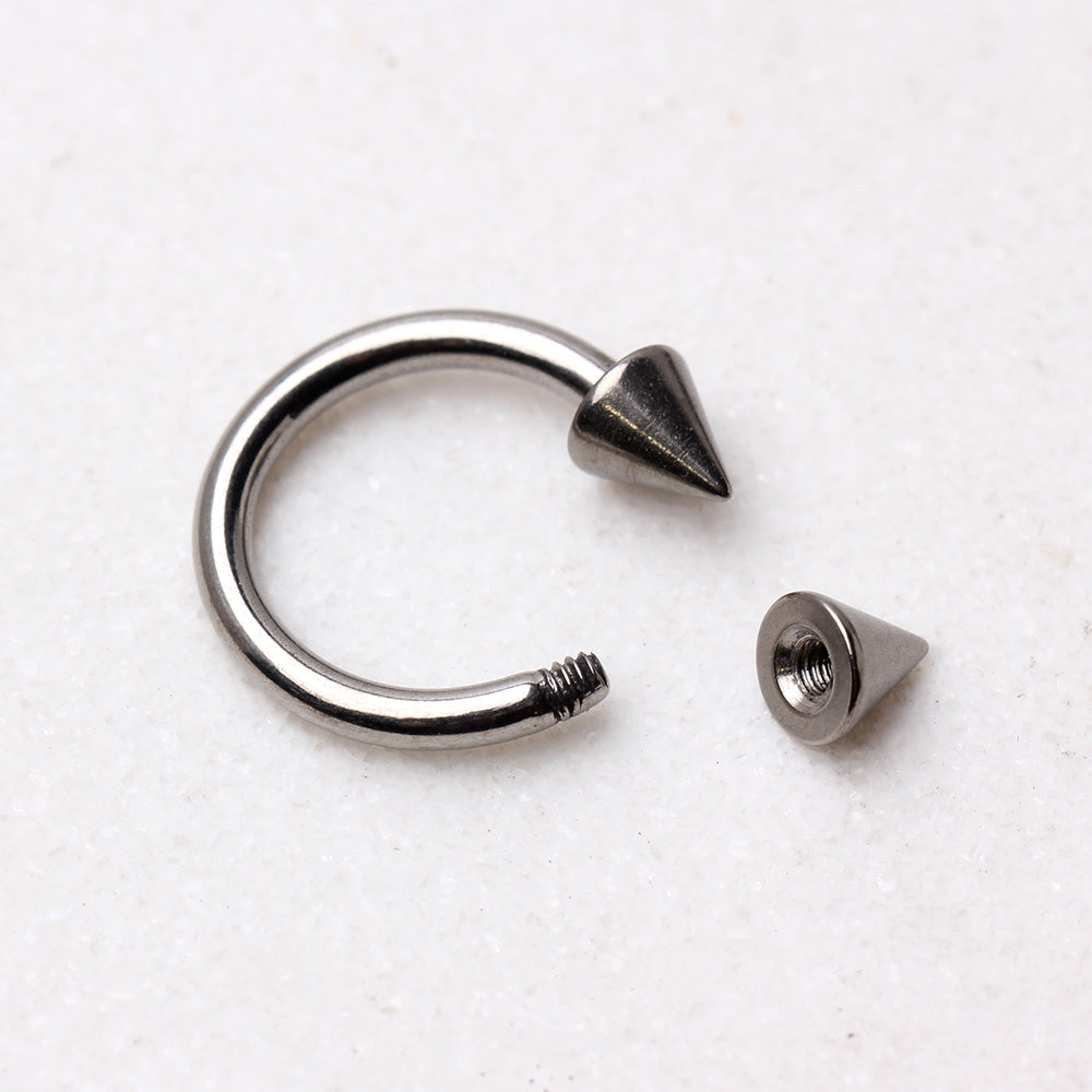 Spiked End Horseshoe Circular Barbell - G23 Implant Grade Titanium