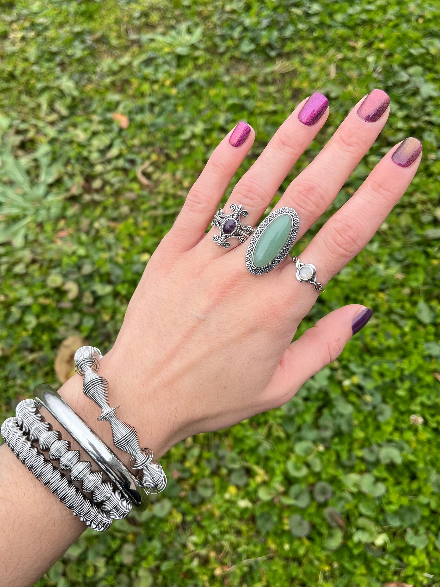 Amethyst Cross Ring - Oxidized 925 Sterling Silver