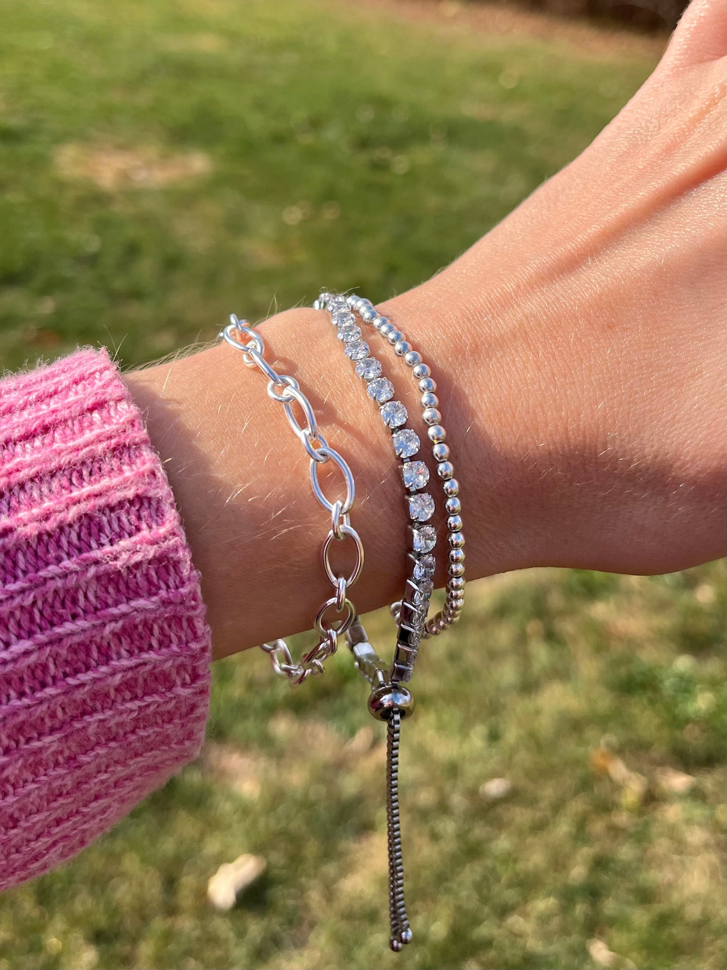 Simple 3mm Ball Stretch Bracelet - 925 Sterling Silver