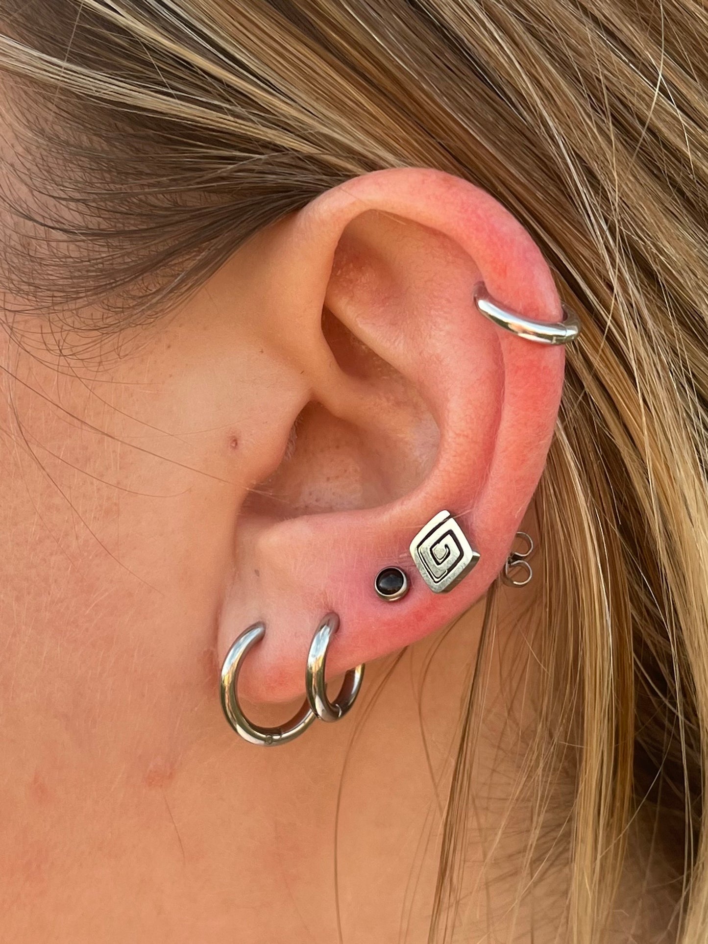 Set of 2 2mm Thick Hinged Round Hoop Earrings - 316L Stainless Steel