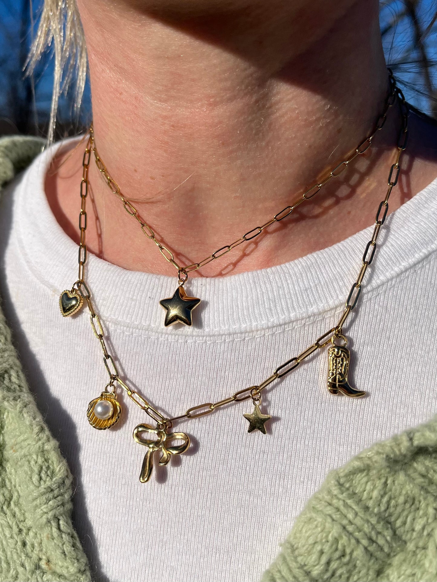 Star Chain Necklace - 18k Gold Plated Stainless Steel