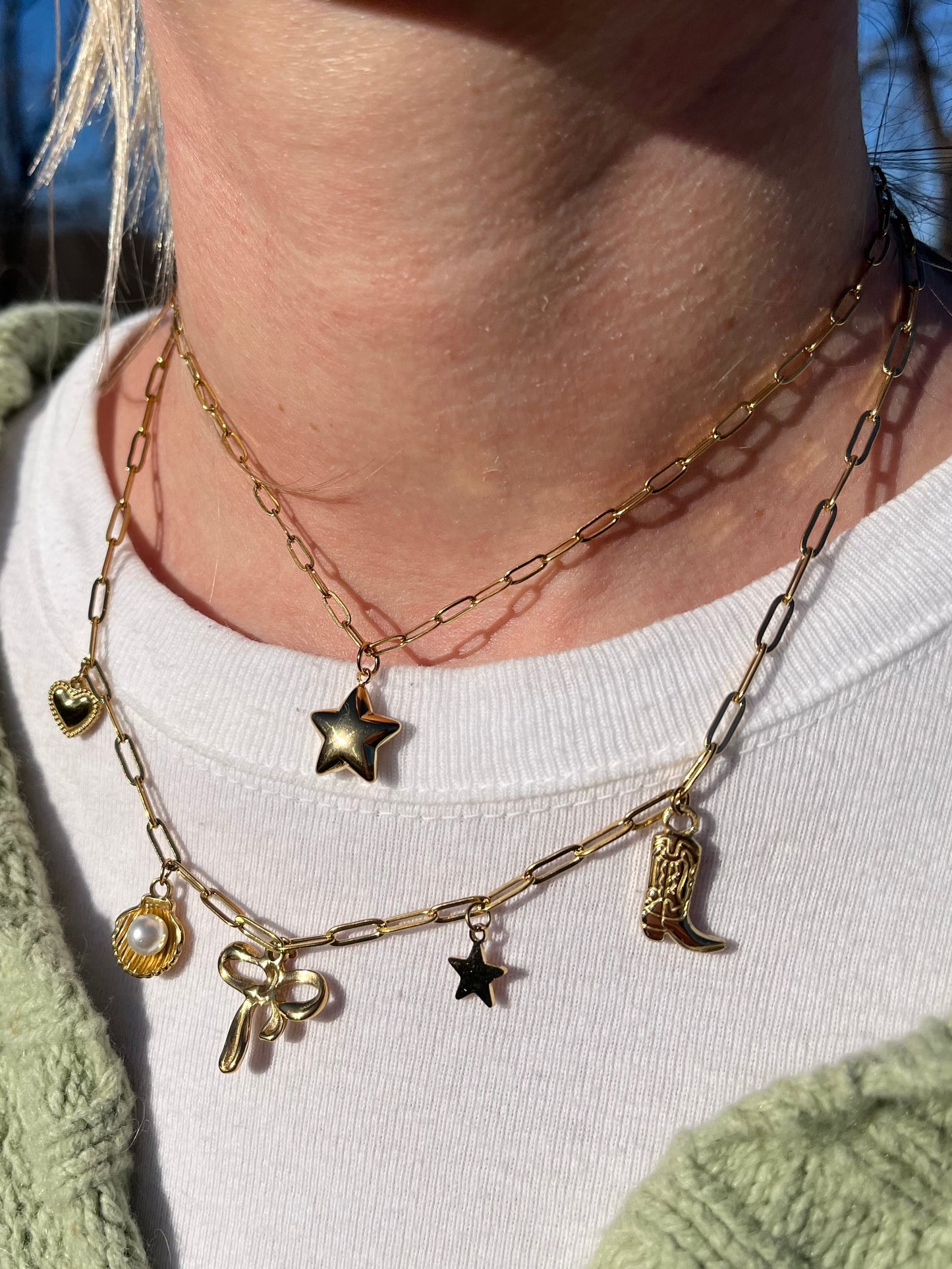 Star Chain Necklace - 18k Gold Plated Stainless Steel