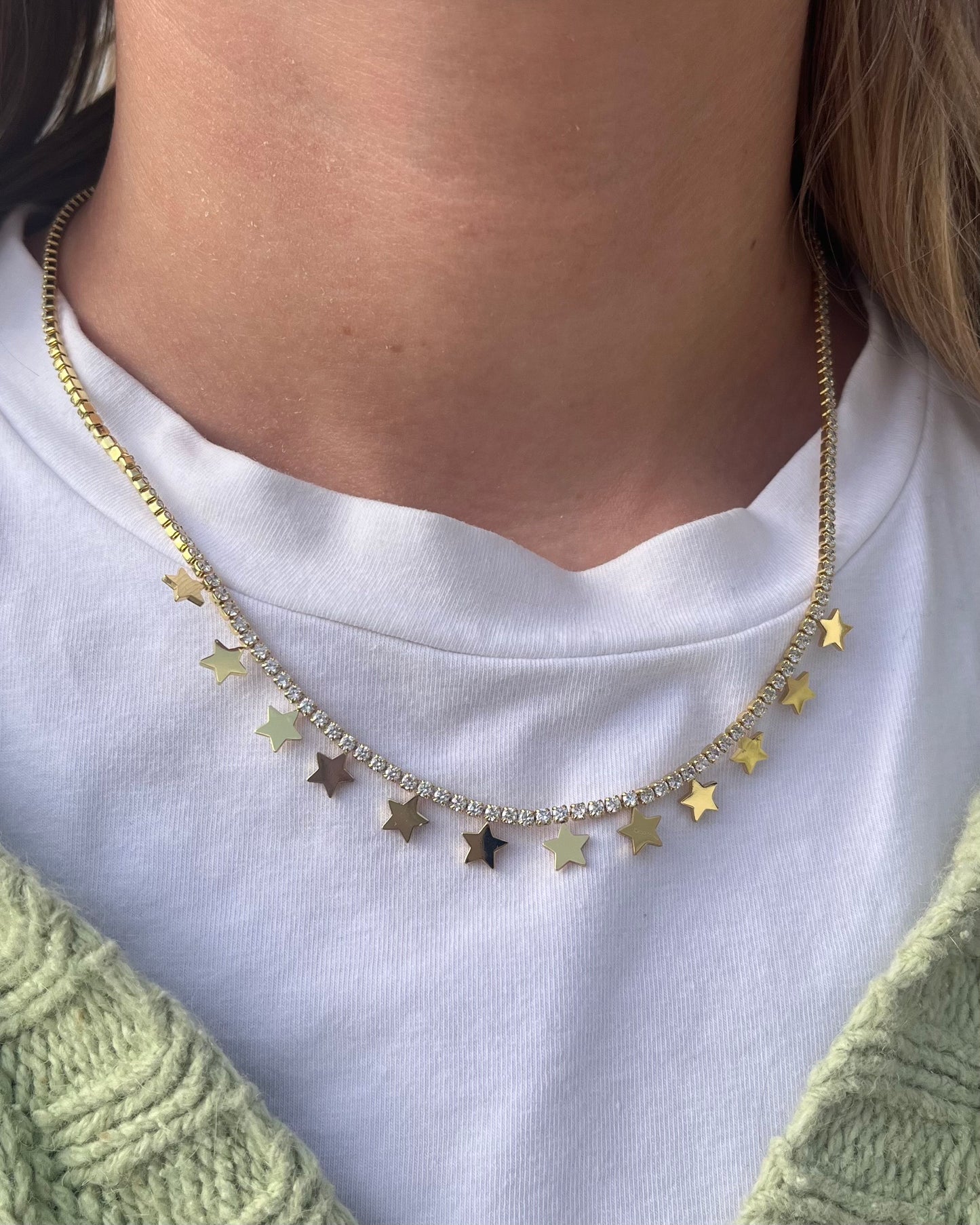 Star Charm Tennis Necklace - 316L Stainless Steel
