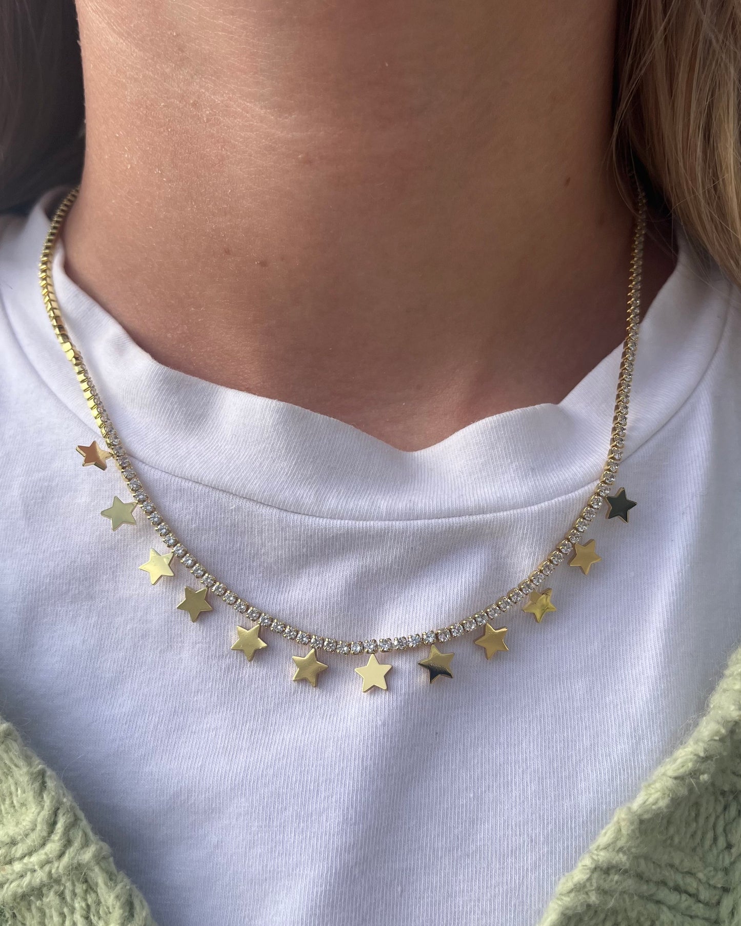 Star Charm Tennis Necklace - 316L Stainless Steel