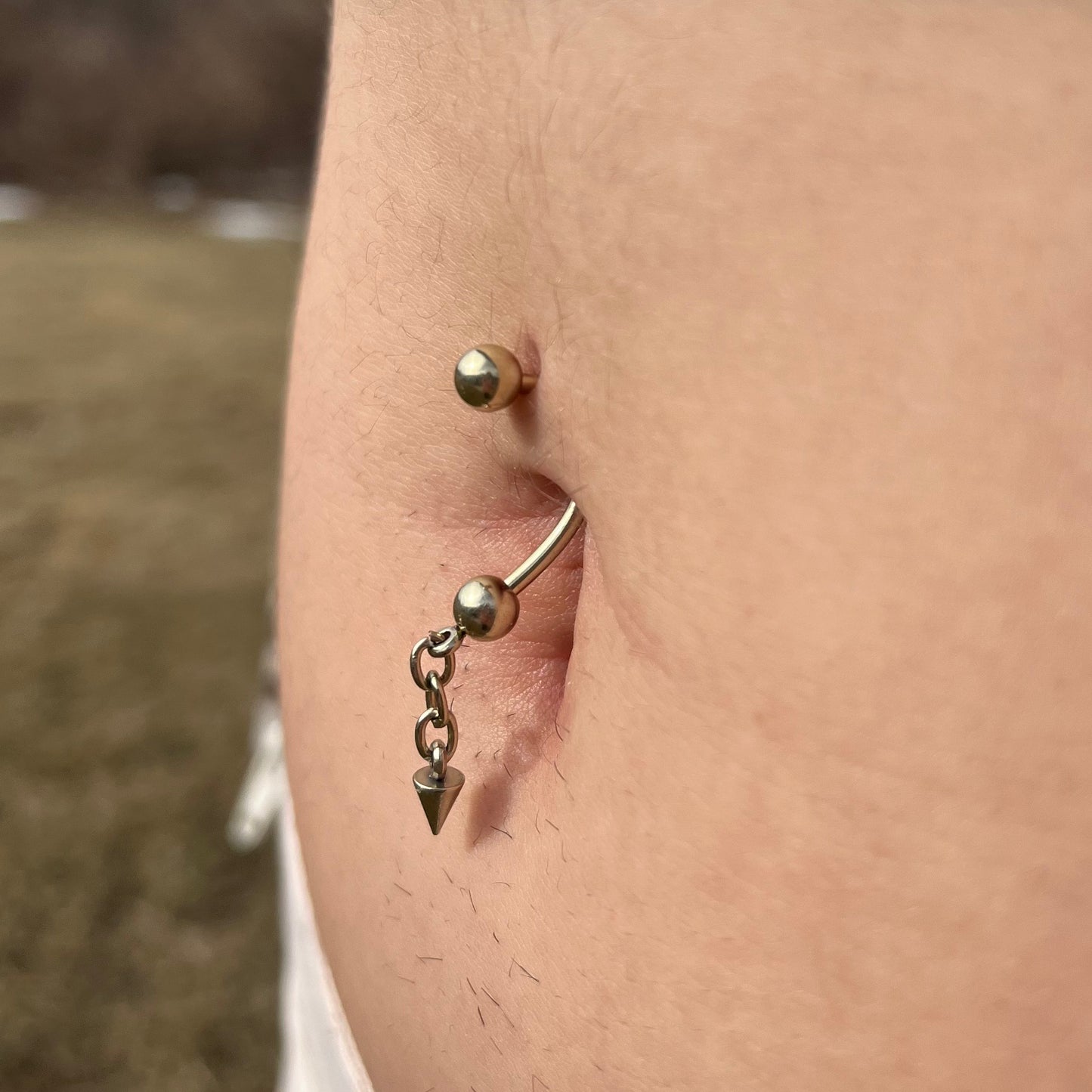 Dangling Spike Belly Button Ring - Gold PVD 316L Stainless Steel