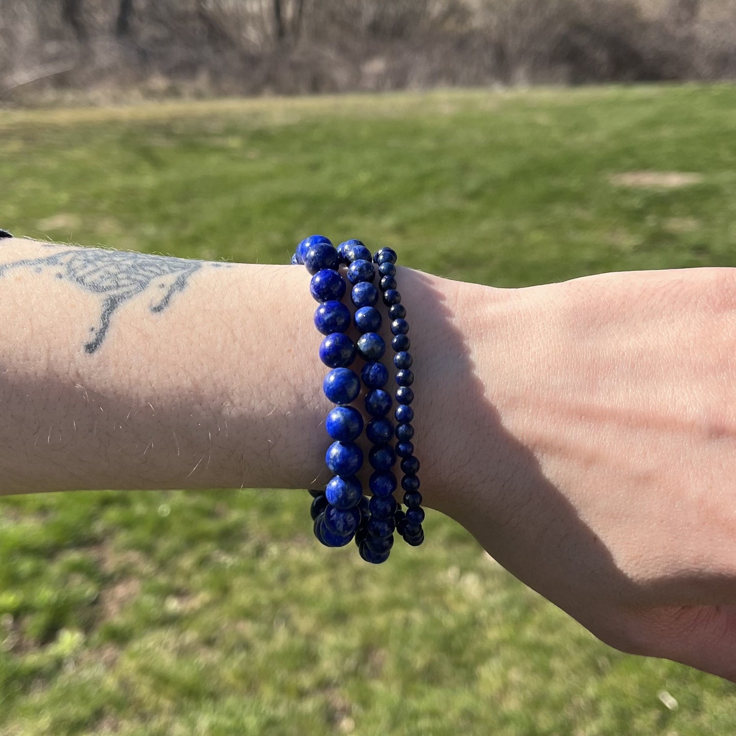 Lapis Lazuli Stone Bead Stretch Bracelet