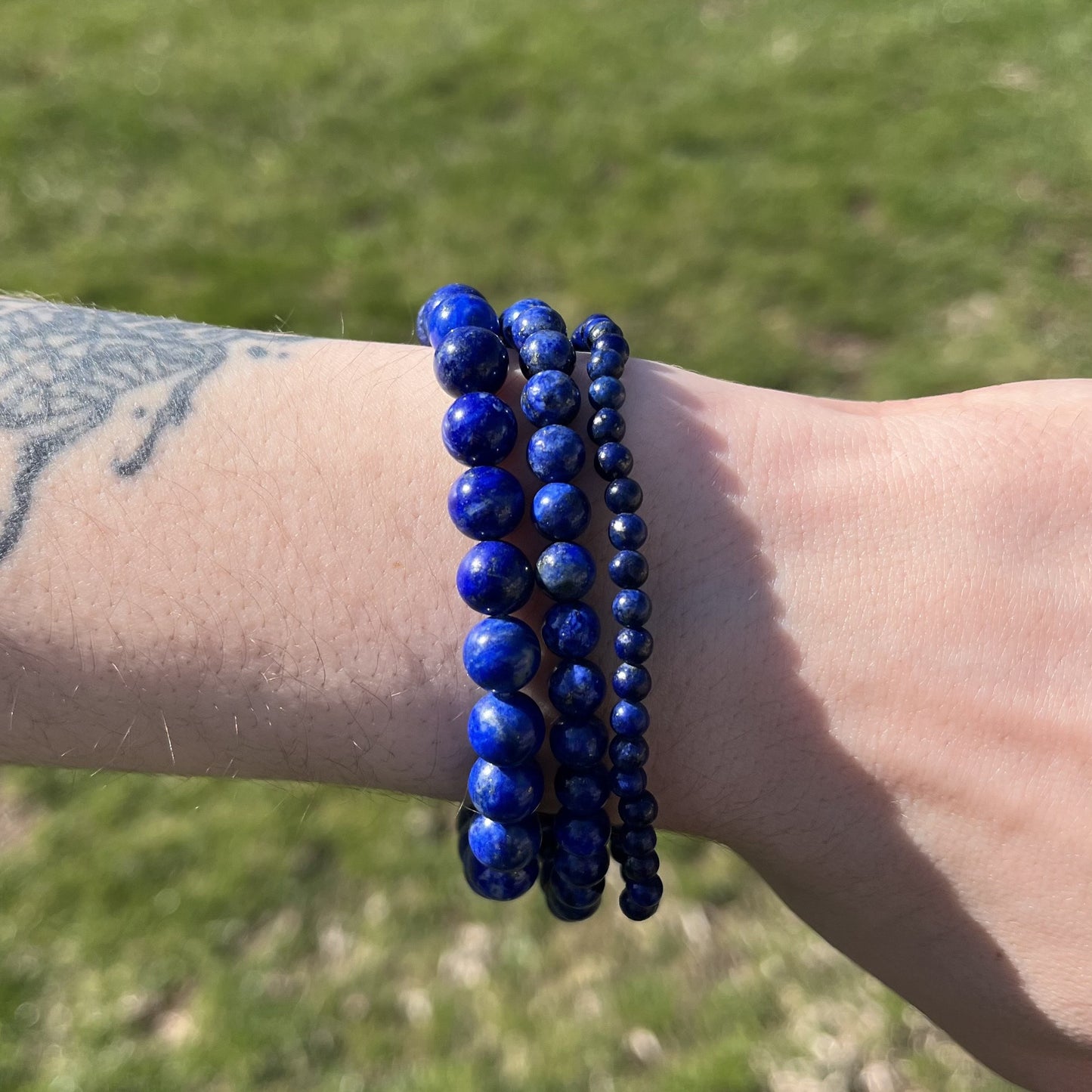 Lapis Lazuli Stone Bead Stretch Bracelet