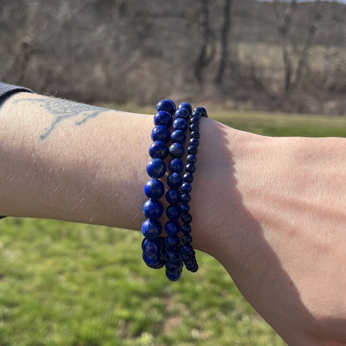 Lapis Lazuli Stone Bead Stretch Bracelet