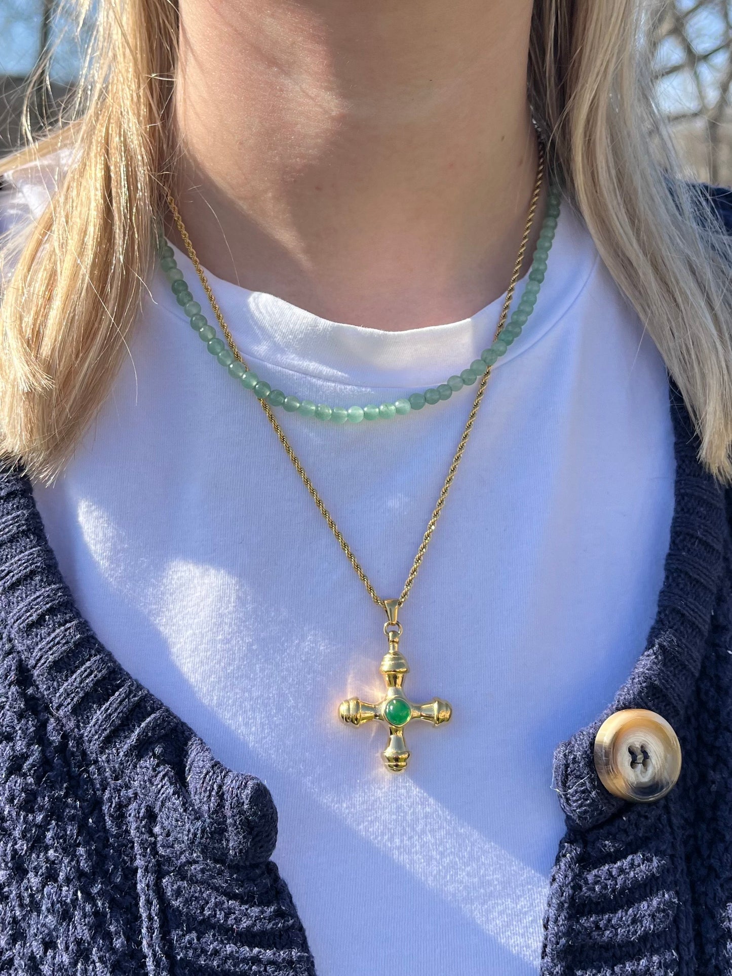 Green Aventurine Natural Stone Bead Necklace