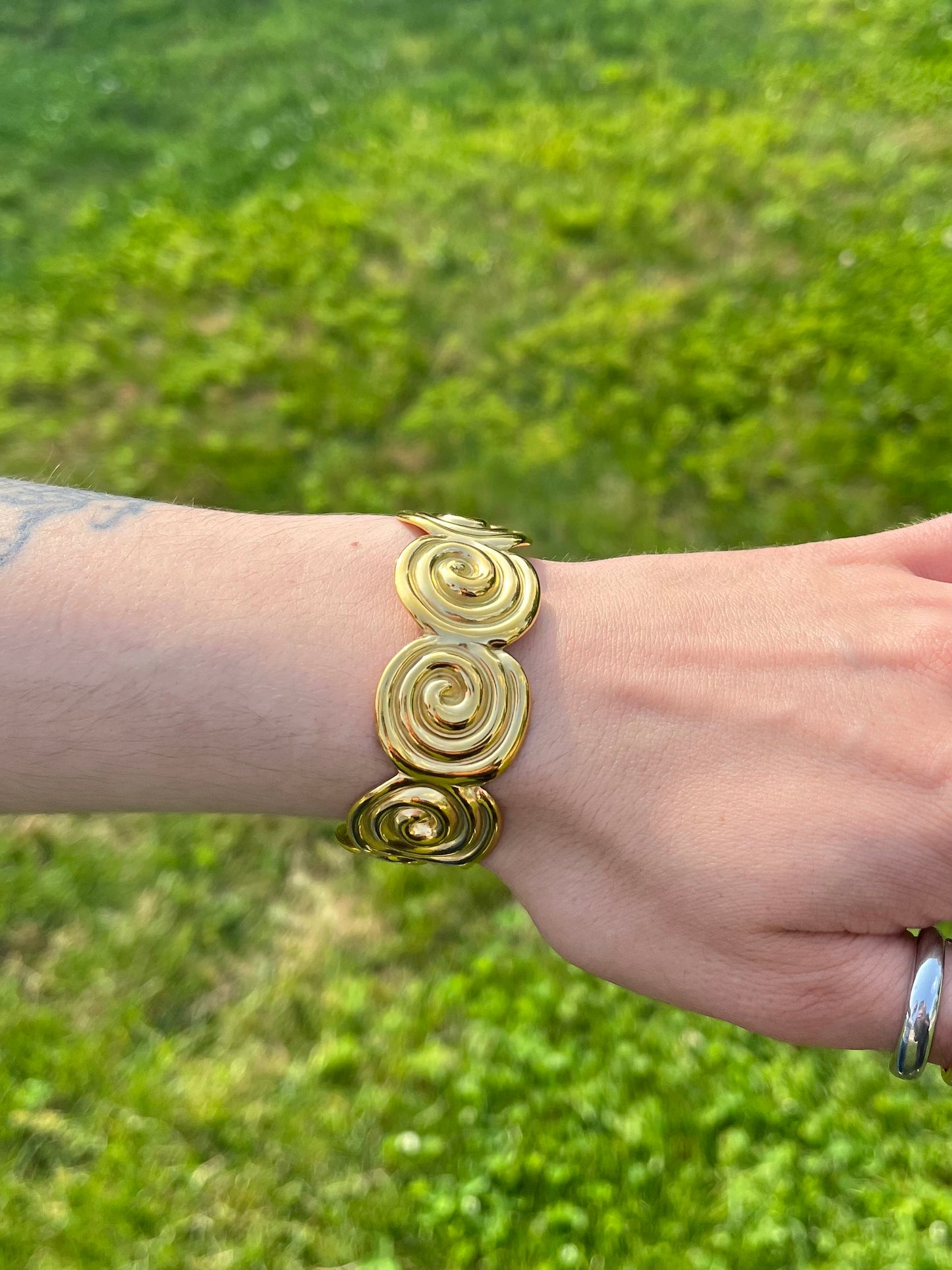 Spiral Cuff Bangle Bracelet - Stainless Steel