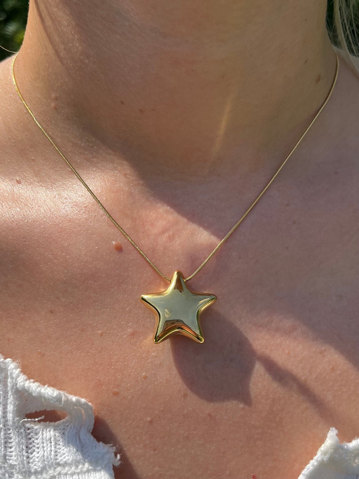 Chunky Star Pendant Necklace - Stainless Steel