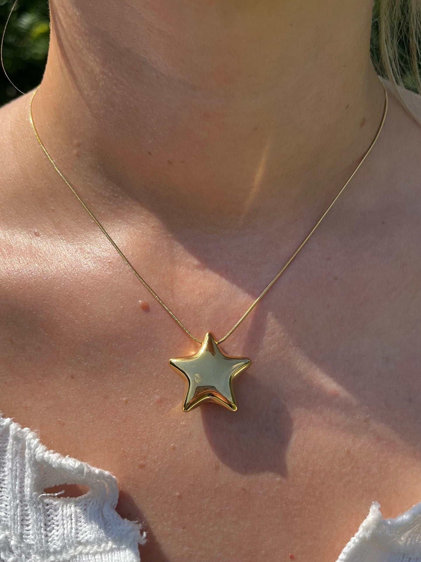 Chunky Star Pendant Necklace - Stainless Steel