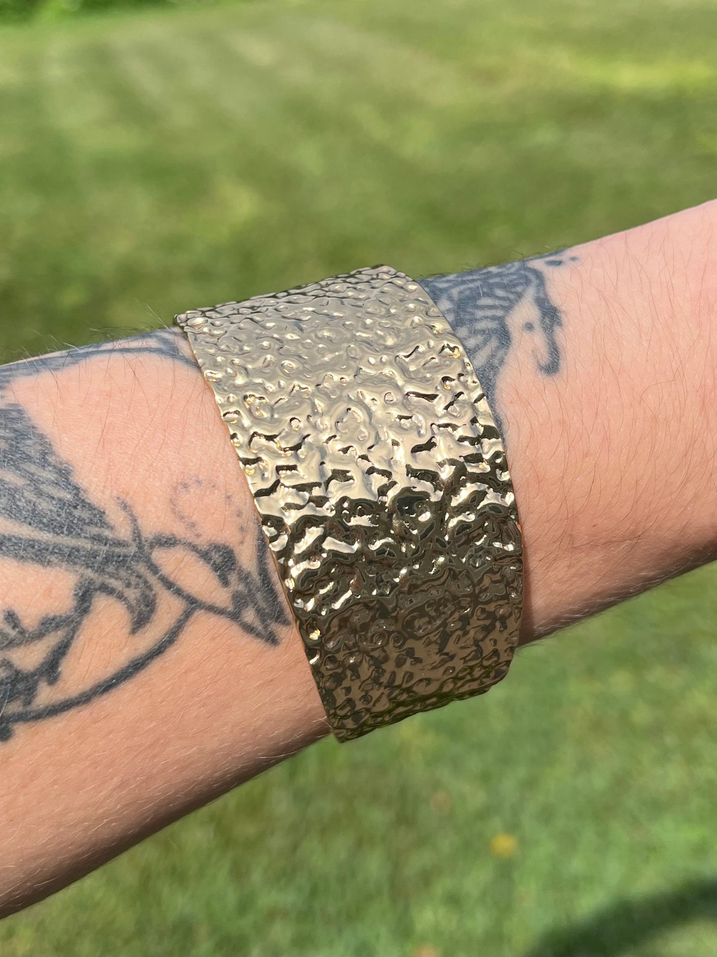 Hammered Cuff Bracelet - Gold Plated Stainless Steel