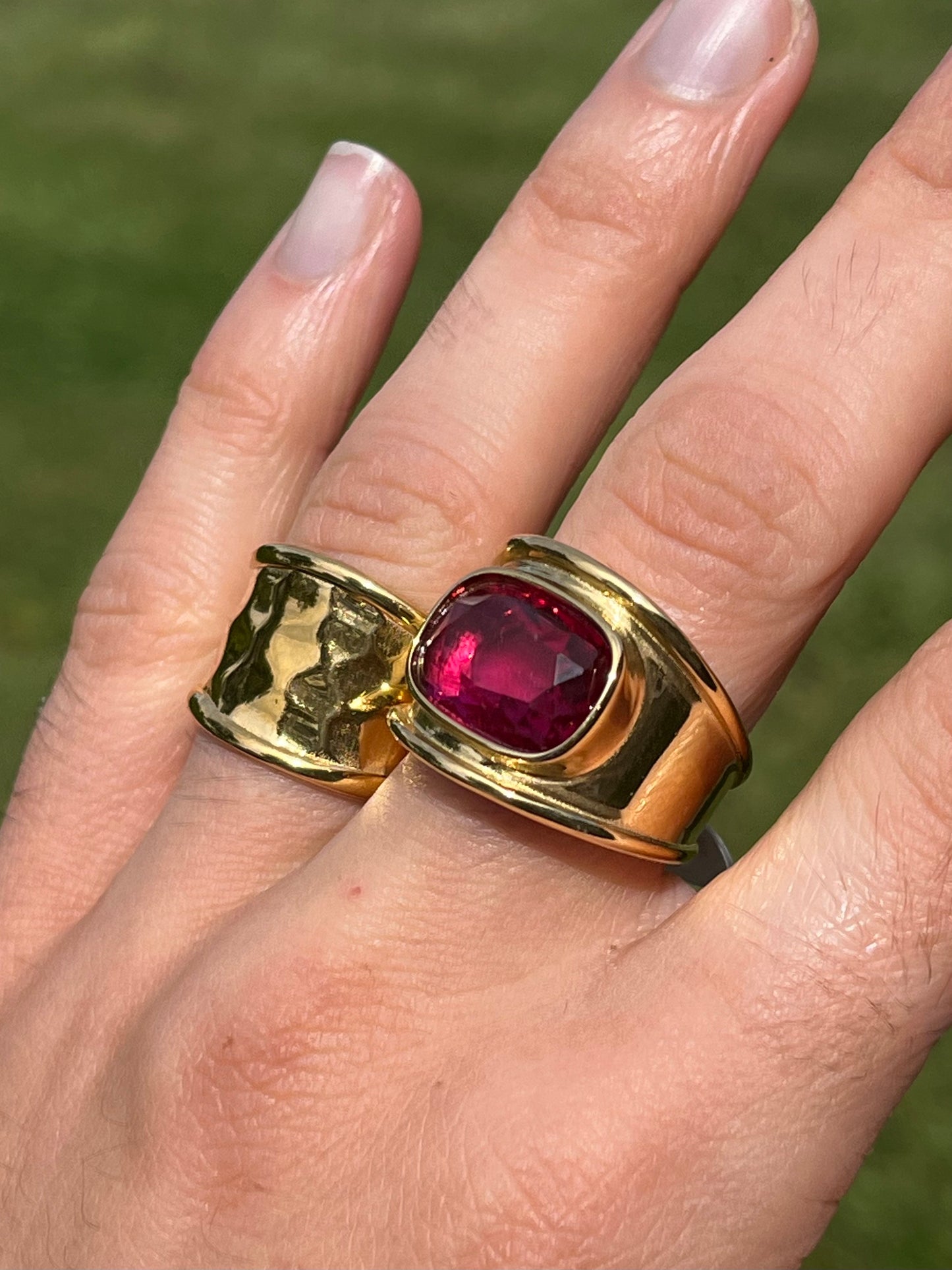 Pink CZ Crystal Statement Ring - 18k Gold Plated Stainless Steel