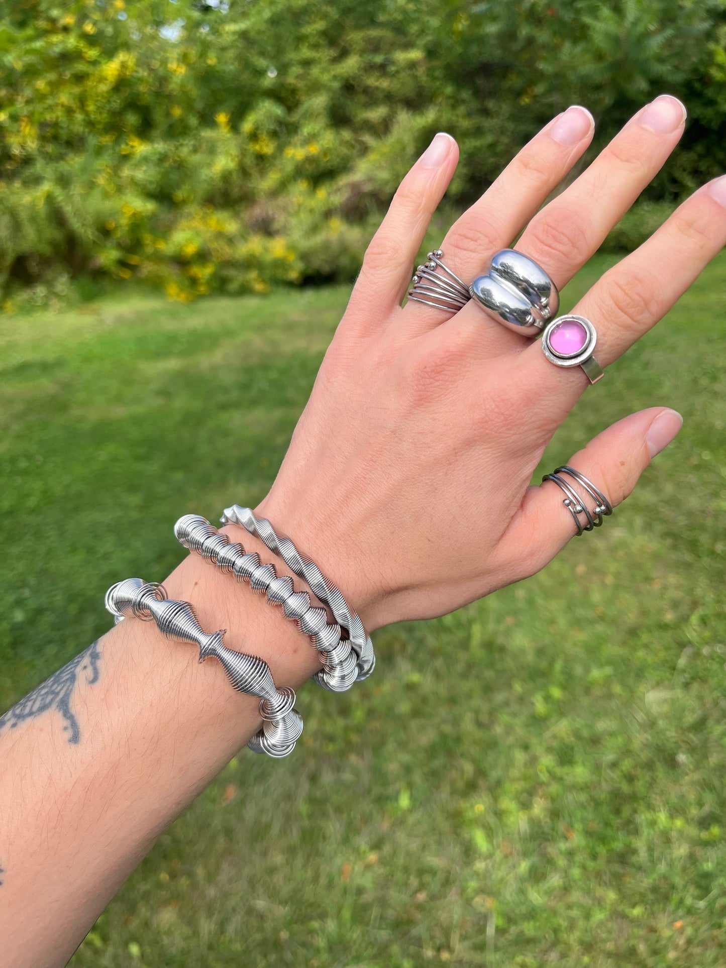 Twisted Coil Spring Stretch Bracelet - Stainless Steel