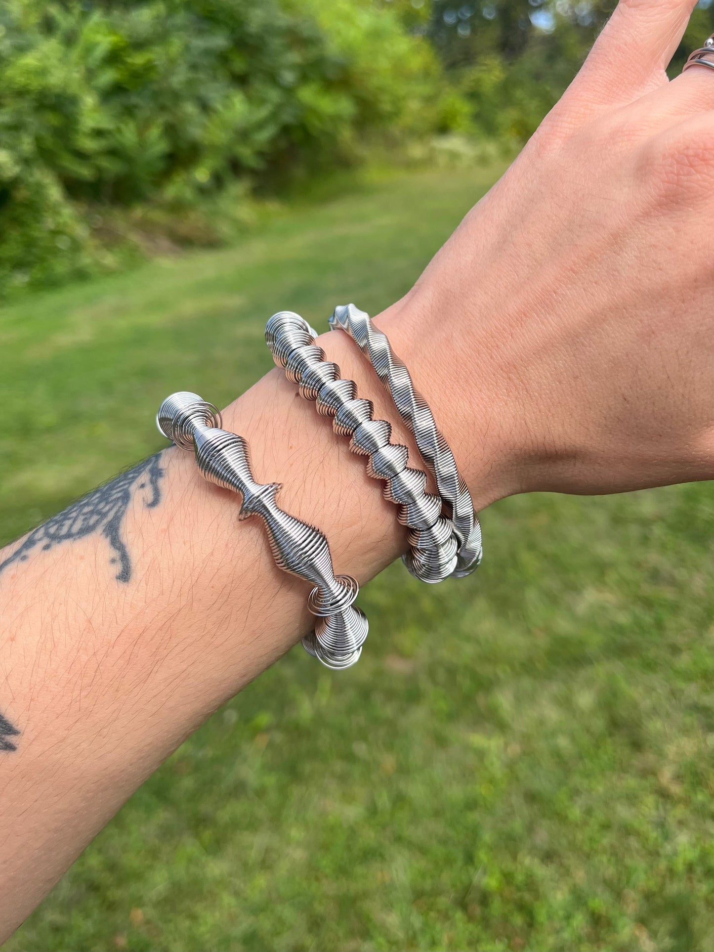 Twisted Coil Spring Stretch Bracelet - Stainless Steel