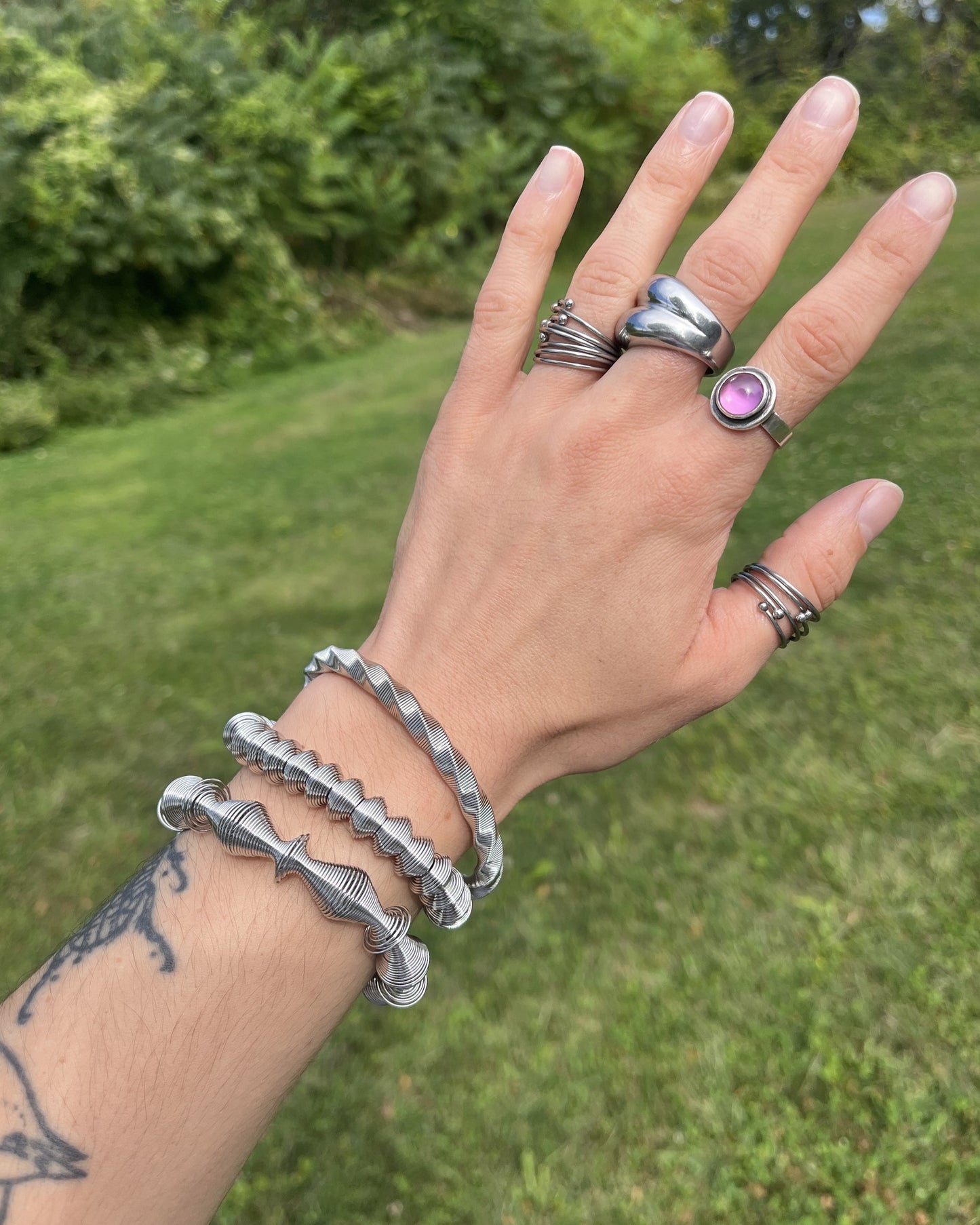 Twisted Coil Spring Stretch Bracelet - Stainless Steel