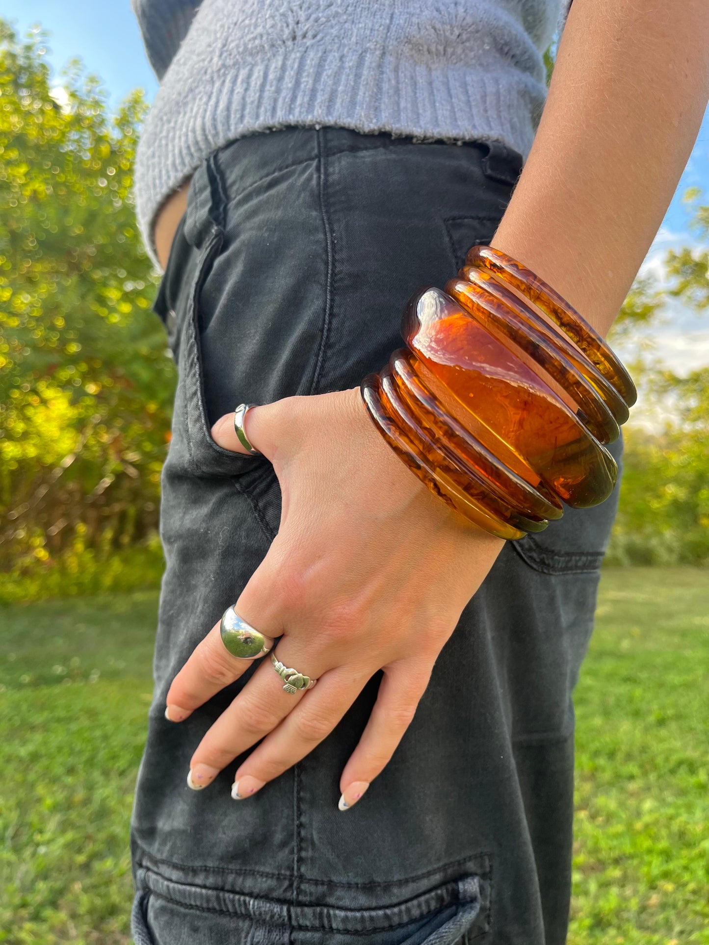 Thin Marbled Pattern Bangle Bracelet