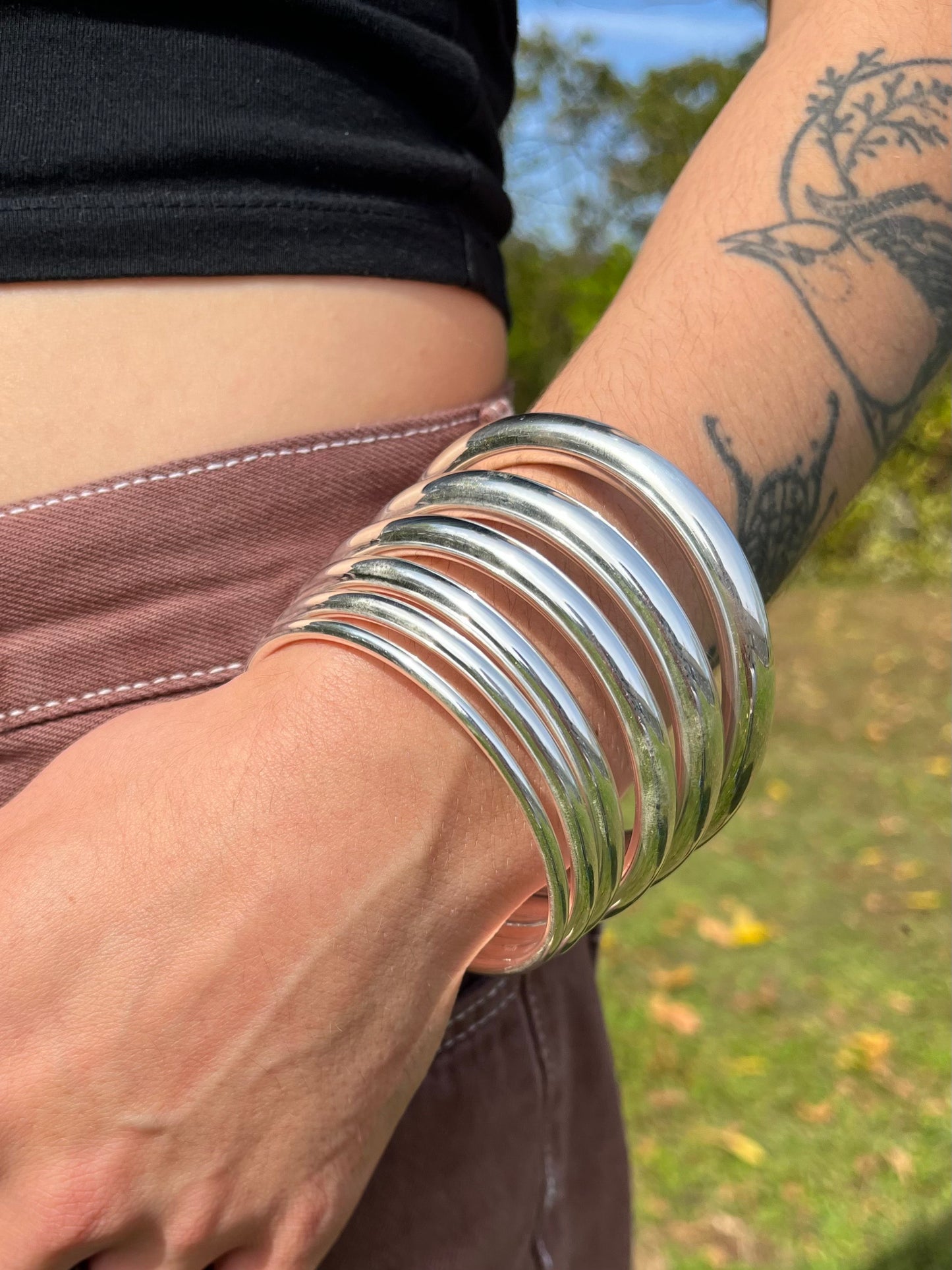 65mm Diameter Polished Bangle Bracelet - 925 Sterling Silver