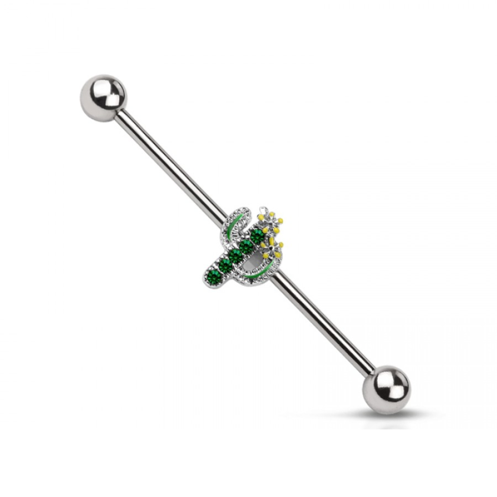 Green Cactus Industrial Barbell - 316L Stainless Steel