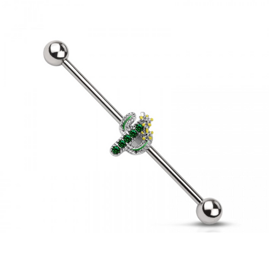 Green Cactus Industrial Barbell - 316L Stainless Steel