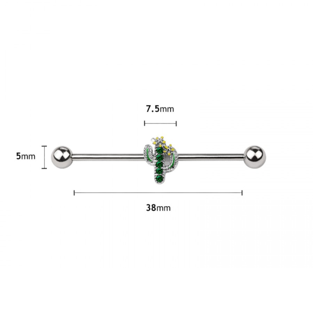 Green Cactus Industrial Barbell - 316L Stainless Steel