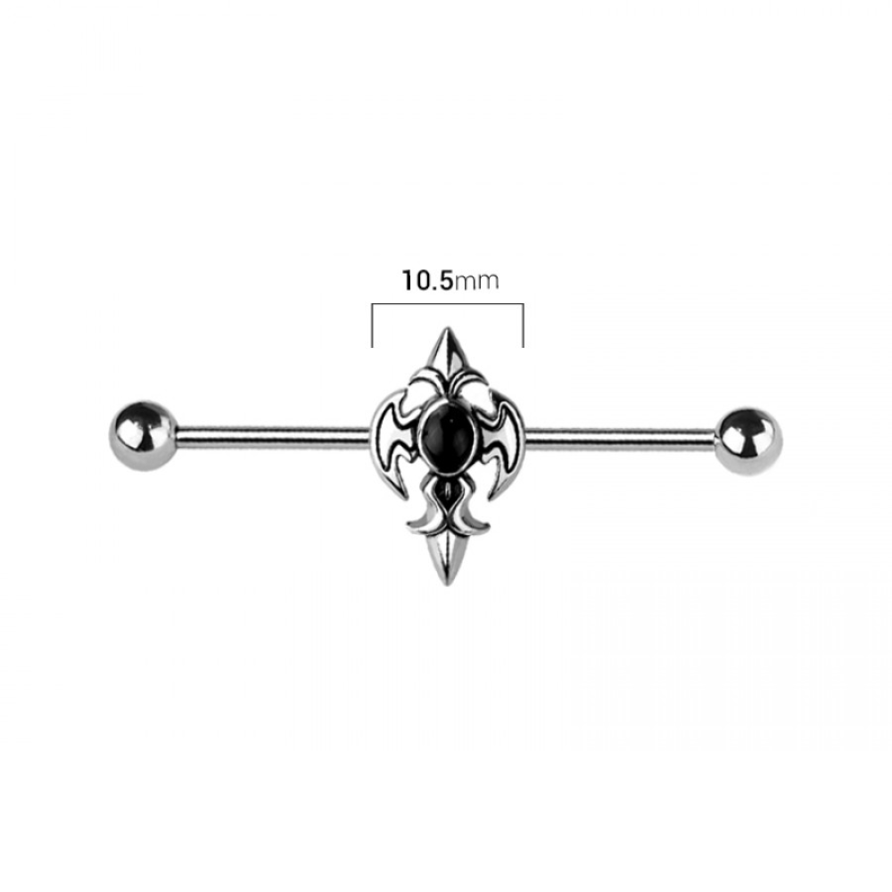 Gothic Cross Industrial Barbell - 316L Stainless Steel