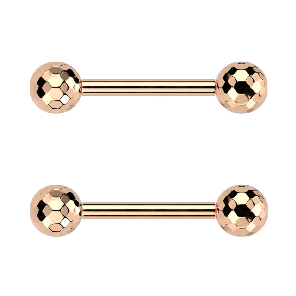 Faceted Ball Ends Nipple Barbells - Pair - ASTM F-136 Implant Grade Titanium