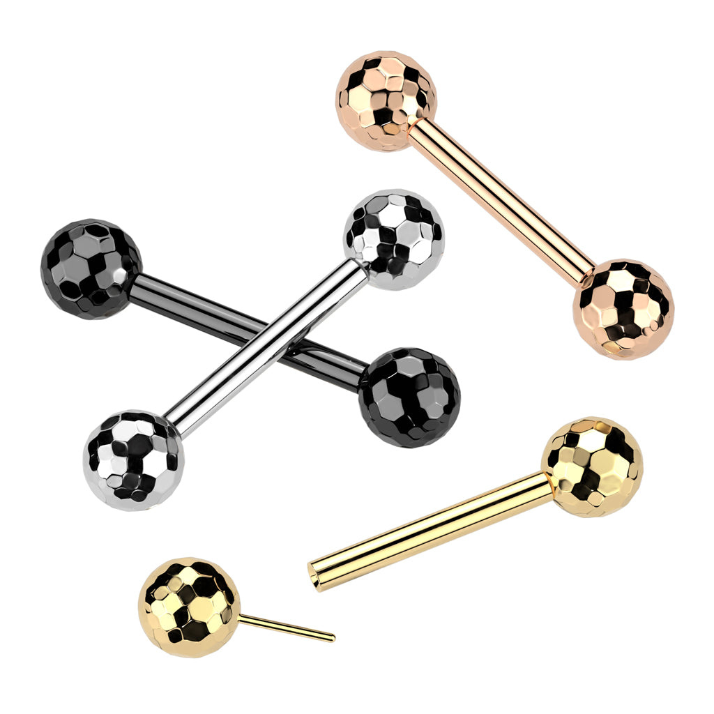 Faceted Ball Ends Nipple Barbells - Pair - ASTM F-136 Implant Grade Titanium