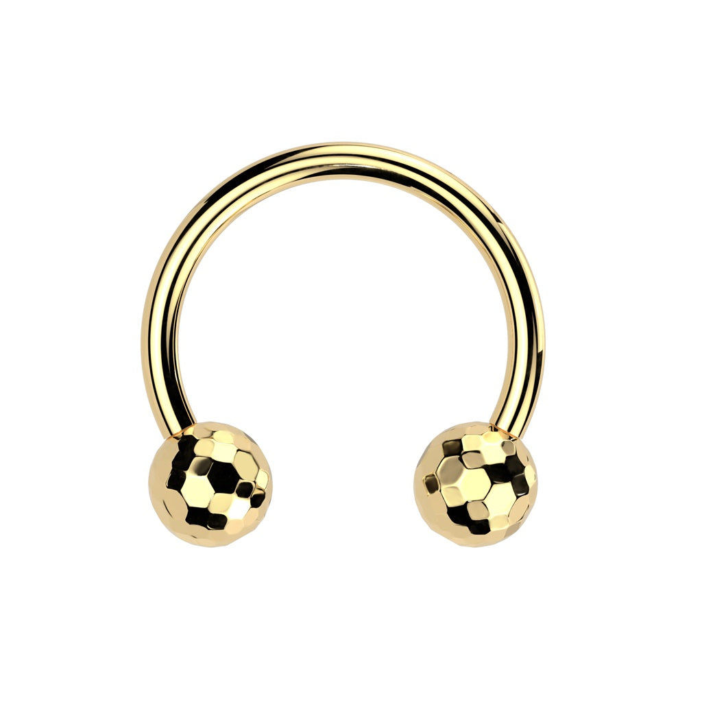 Threadless Push-In Faceted Ball Ends Horseshoe Circular Barbell - F-136 Implant Grade Titanium