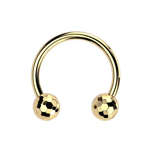 Threadless Push-In Faceted Ball Ends Horseshoe Circular Barbell - F-136 Implant Grade Titanium