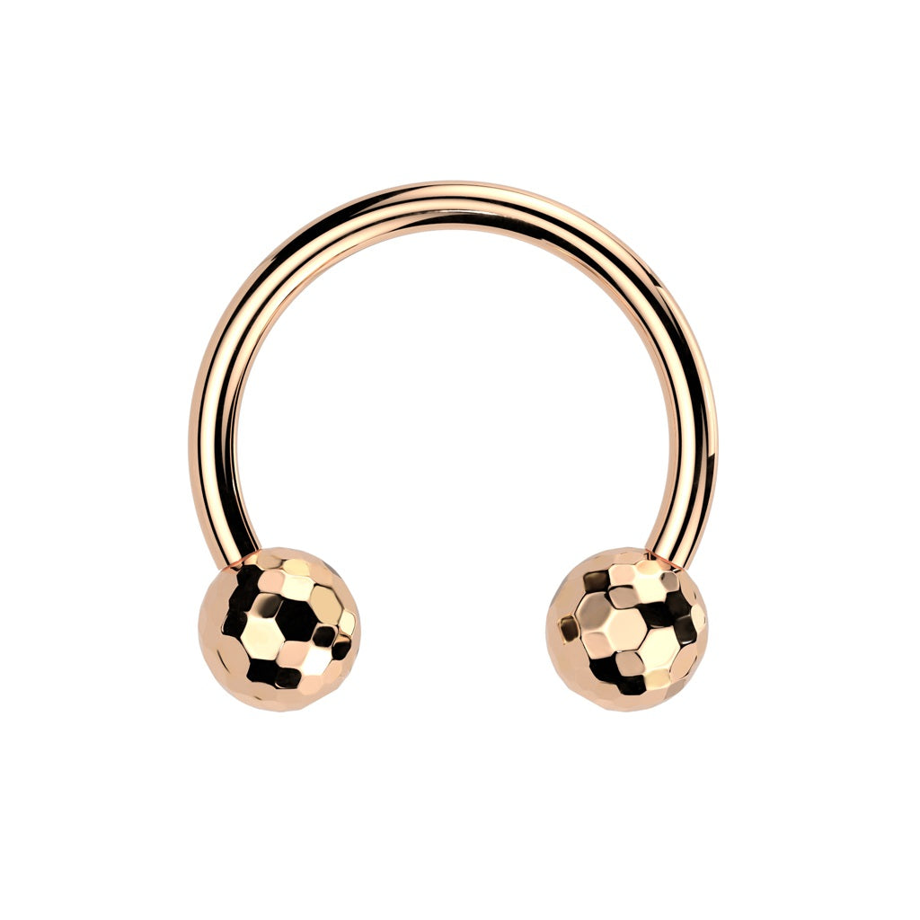 Threadless Push-In Faceted Ball Ends Horseshoe Circular Barbell - F-136 Implant Grade Titanium