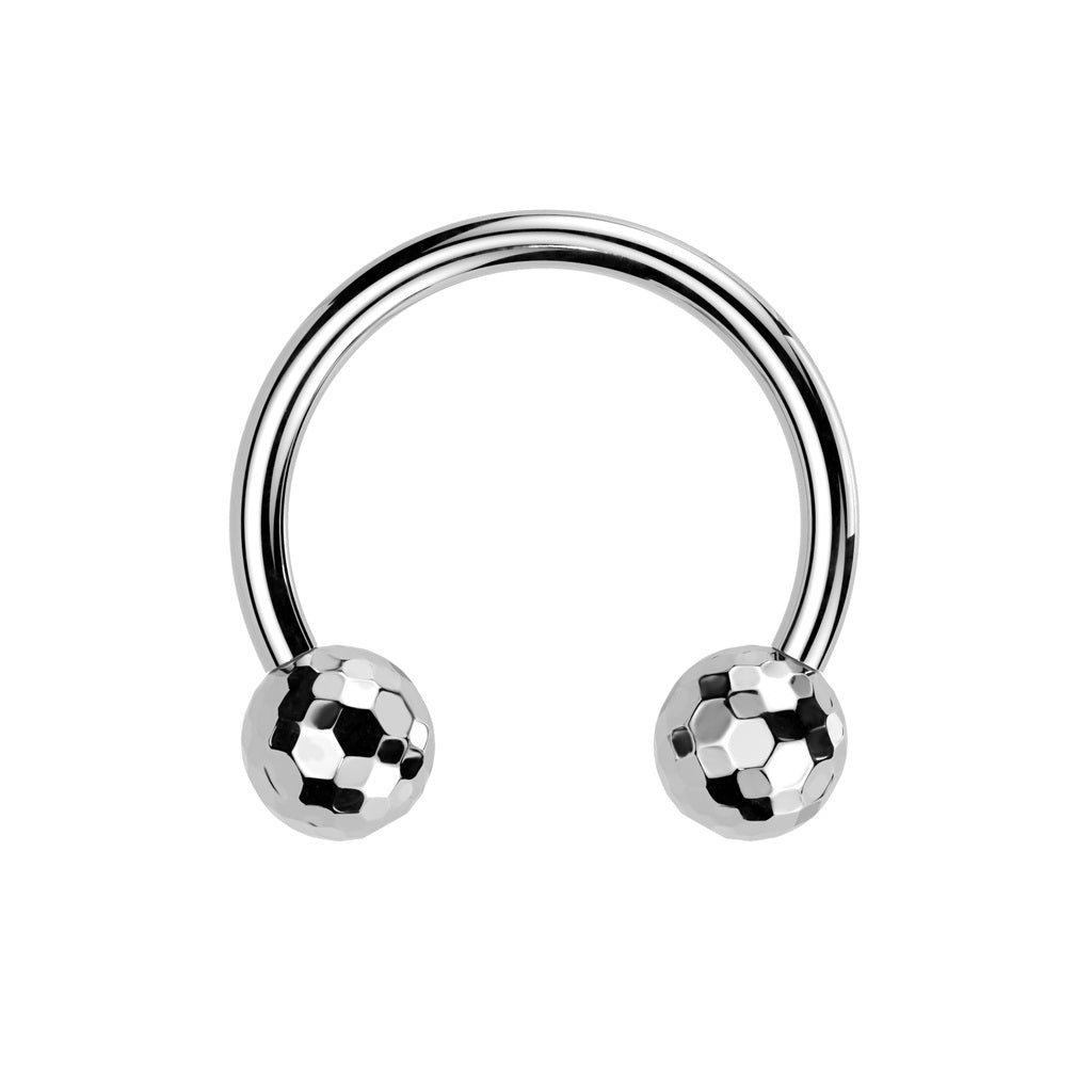 Threadless Push-In Faceted Ball Ends Horseshoe Circular Barbell - F-136 Implant Grade Titanium
