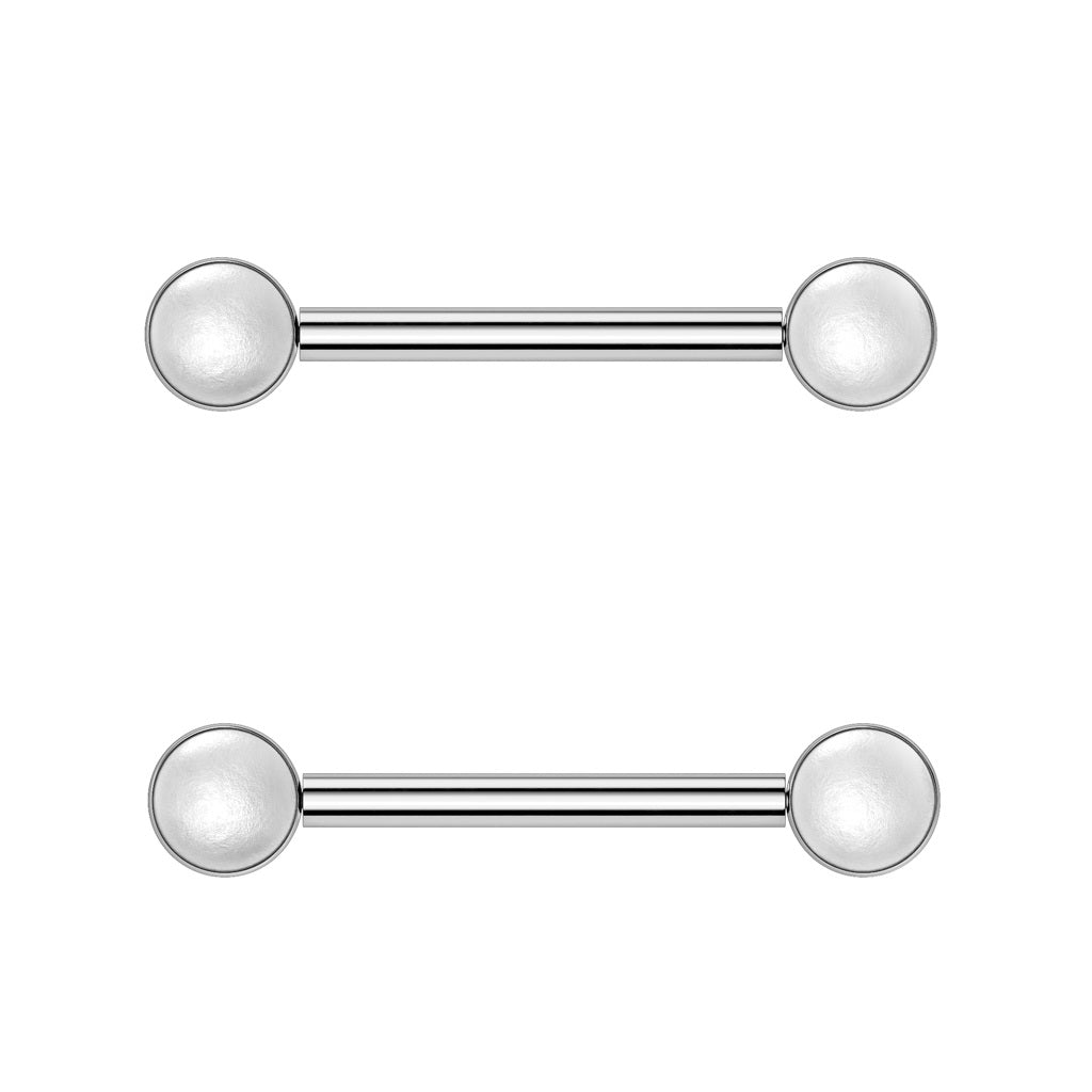 Threadless Push-In Synthetic Pearl Nipple Barbells - Pair - ASTM F-136 Implant Grade Titanium