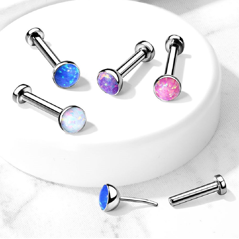 Threadless Push-in Synthetic Opal Flat Back Stud - G23 Implant Grade Titanium