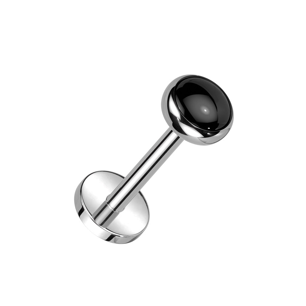 Threadless Push-In Bezel Set Natural Stone Flat Back Stud - ASTM F-136 Implant Grade Titanium