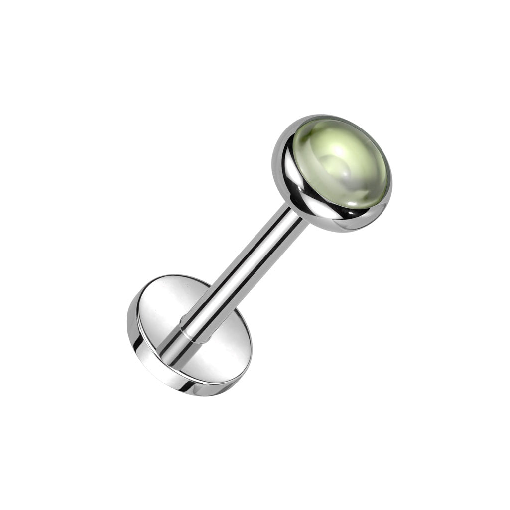 Threadless Push-In Bezel Set Natural Stone Flat Back Stud - ASTM F-136 Implant Grade Titanium