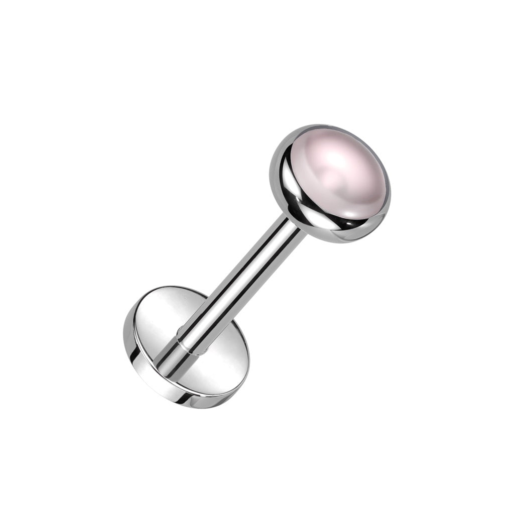 Threadless Push-In Bezel Set Natural Stone Flat Back Stud - ASTM F-136 Implant Grade Titanium
