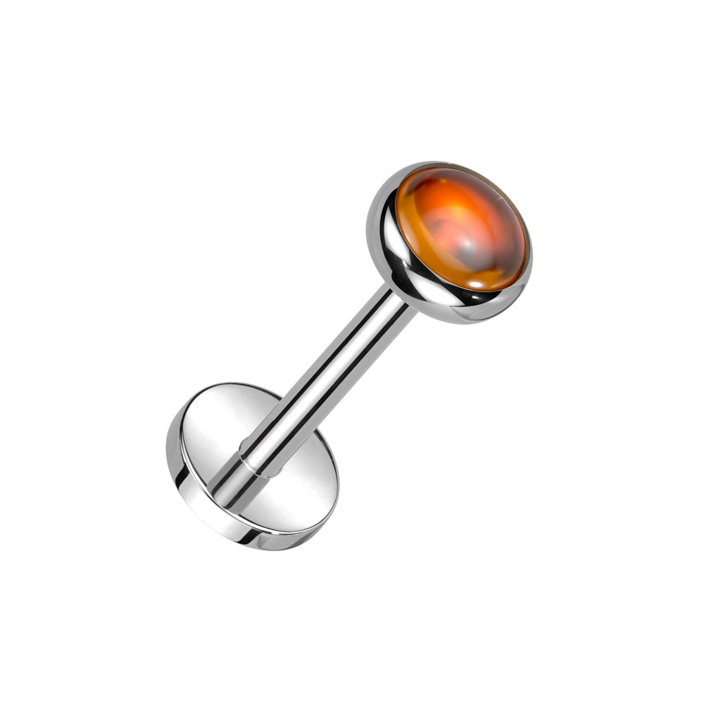 Threadless Push-In Bezel Set Natural Stone Flat Back Stud - ASTM F-136 Implant Grade Titanium