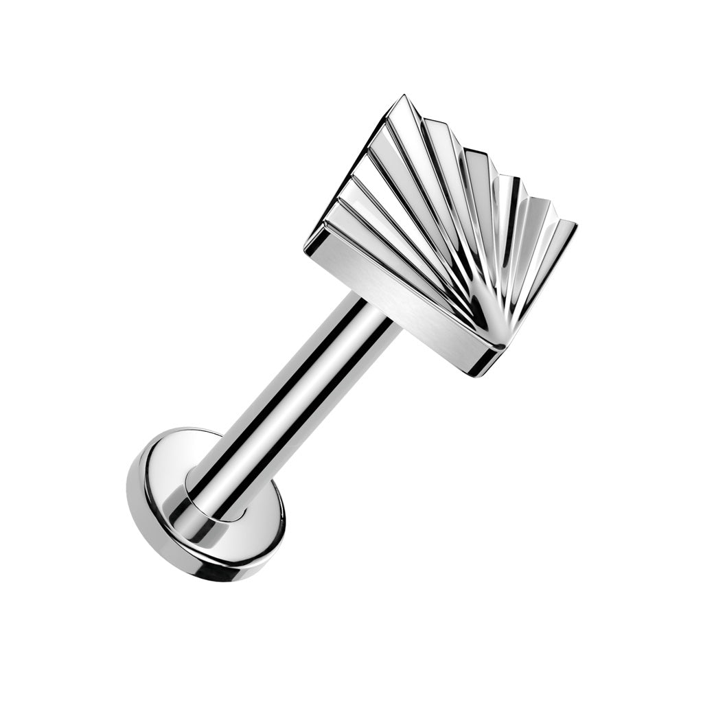 Threadless Push-In Diamond Cut Square Shaped Top Flat Back Stud - ASTM F-136 Implant Grade Titanium